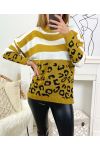 LEOPARD SHA08 SWETER Z WEŁNY MUSZTARDOWEJ