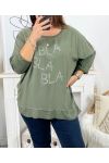 GRANDE TAILLE PULL BLA BLA BLA 2107 VERT MILITAIRE