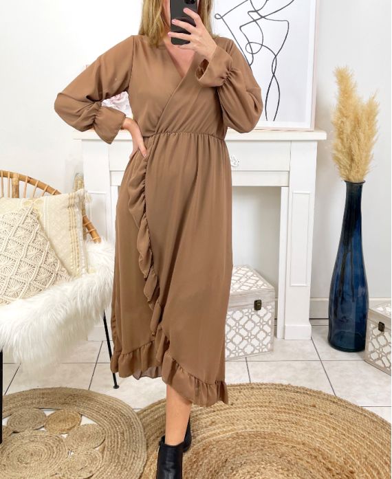 VESTIDO VELO LARGO 9882 CAMEL