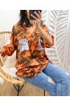 CAMOUFLAGE TUNIC OVERSIZE SEQUINS PE118 ORANGE