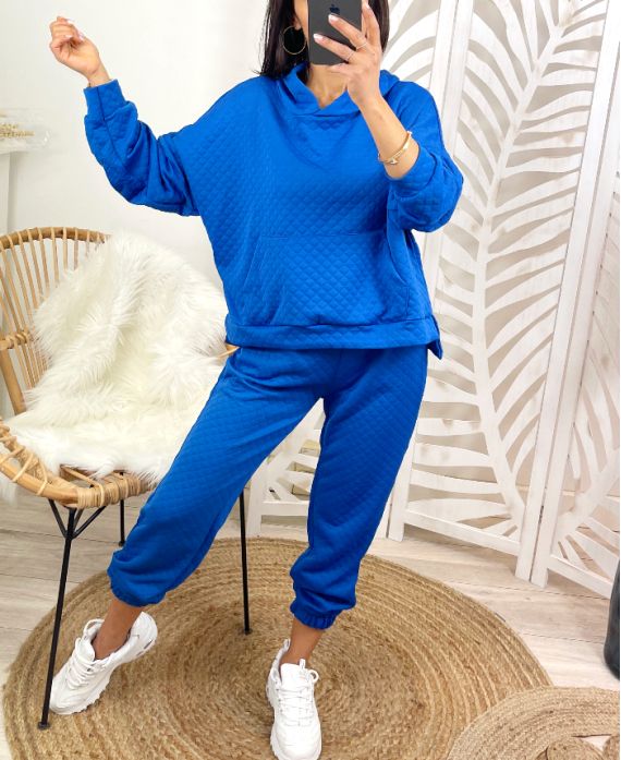 SET DE SUDADERA CON CAPUCHA + PANTALONES JOGG A JUEGO PE144 ROYAL BLUE