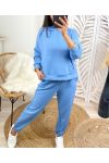 ENSEMBLE SWEAT A CAPUCHE + PANTALON JOGG ASSORTI PE144 BLEU CIEL