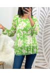 BLOUSE PLISSEE IMPRIMEE PE122 VERT