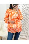 BLOUSE PLISSEE IMPRIMEE PE122 ORANGE