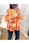 BLOUSE PLISSEE IMPRIMEE PE122 ORANGE