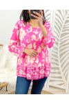 BLUSA PLISADA ESTAMPADA PE122 FUSHIA