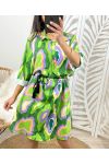 ROBE TUNIQUE EVASEE EFFET SATINE PE243 VERT