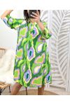 ROBE TUNIQUE EVASEE EFFET SATINE PE243 VERT