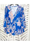 BLOUSE PRINTED V-NECK PE397 ROYAL BLUE