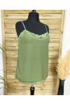 TOP DE ENCAJE CON TIRANTES AJUSTABLES PE516 VERDE MILITAR