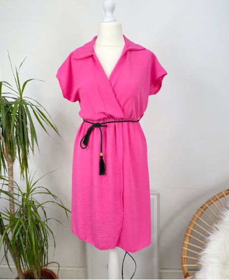 DRAPEE JURK MET PE418 FUSHIA LINK