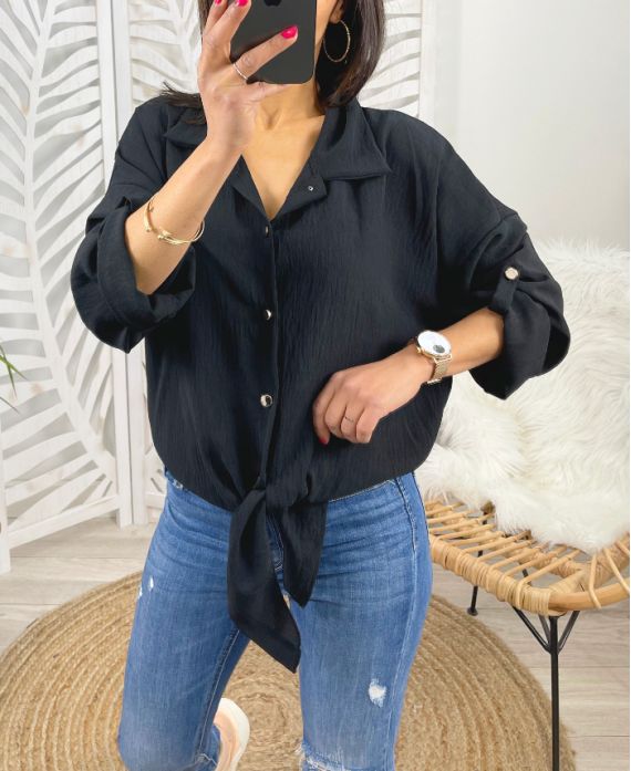 KNOTTING SHIRT PE344 BLACK