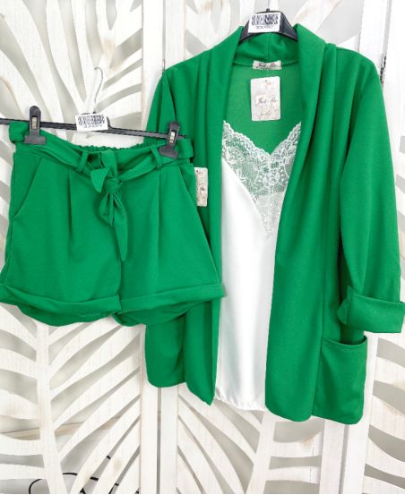 SHORTS 2 ZAKKEN MET PE595 LINK GREEN EMERAUDE