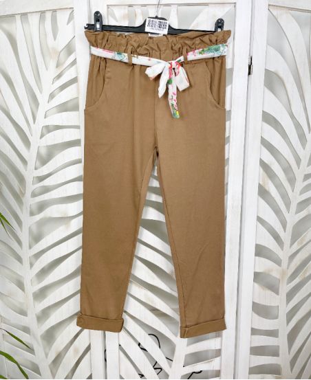 PANTALONES DE TELA ELÁSTICA 2 BOLSILLOS CON PE665 CAMEL LINK