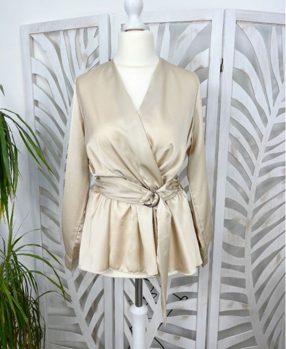 SATIN TUNIC WITH BELT PE220 BEIGE