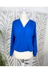 BLOUSE DRAPEE STYLE OFFICIER PE636 BLEU ROYAL