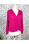 BLOUSE DRAPEE STYLE OFFICIER PE636 FUSHIA