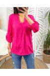 BLOUSE STOFFEN KANT PE374 FUSHIA