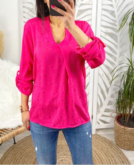 BLOUSE FABRICS LACE PE374 FUSHIA