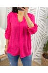 BLOUSE STOFFEN KANT PE374 FUSHIA