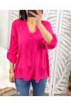 BLOUSE STOFFEN KANT PE374 FUSHIA