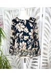 BLOUSE PLISSEE IMPRIMEE PE122 NOIR