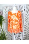 BLOUSE PLISSEE IMPRIMEE PE122 ORANGE