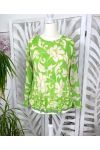 BLOUSE PLISSEE IMPRIMEE PE122 VERT