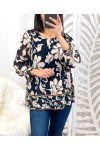 BLOUSE PLISSEE IMPRIMEE PE122 NOIR