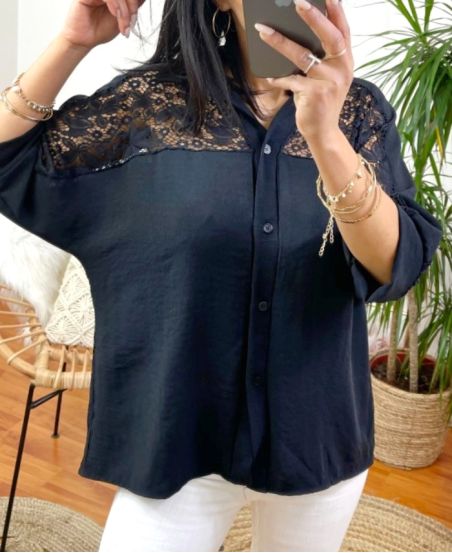 FLUID LACE SHIRT PE842 BLACK