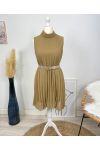 VESTIDO PLISADO EVASEE PE645 CAMEL