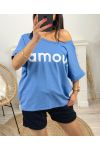 T-SHIRT BAUMWOLLE OVERSIZE LOVE PE912 BLAU