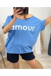 T-SHIRT COTON OVERSIZE AMOUR PE912 BLEU