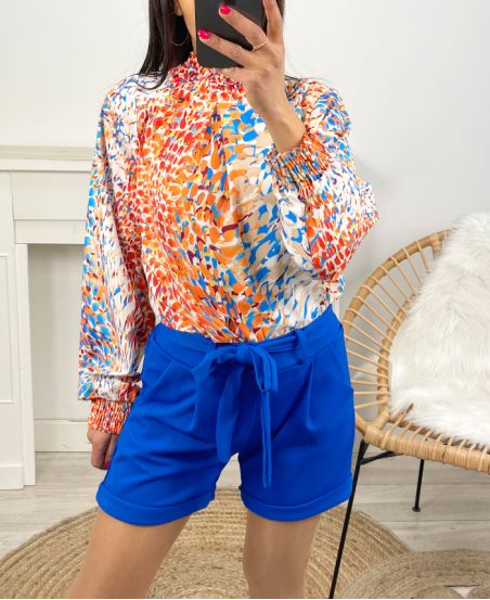 TOP PRINTS NECK AMOUNT PE893 ORANGE