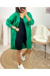 ROBE CHEMISE COTON OVERSIZE PE801 VERT EMERAUDE