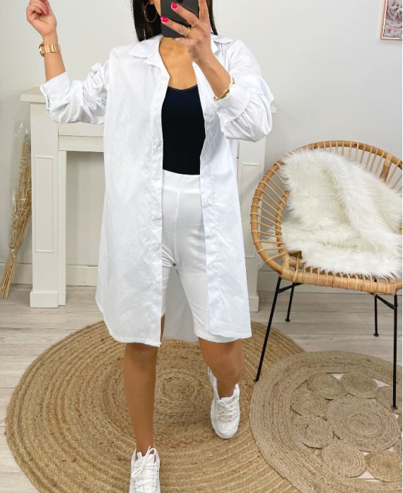 ABITO CHEMISIER OVERSIZE IN COTONE PE801 BIANCO