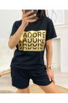 T-SHIRTBAUMWOLLE "I ADORE" PE971 SCHWARZ