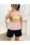 COTTON T-SHIRT "I ADORE" PE971 PINK