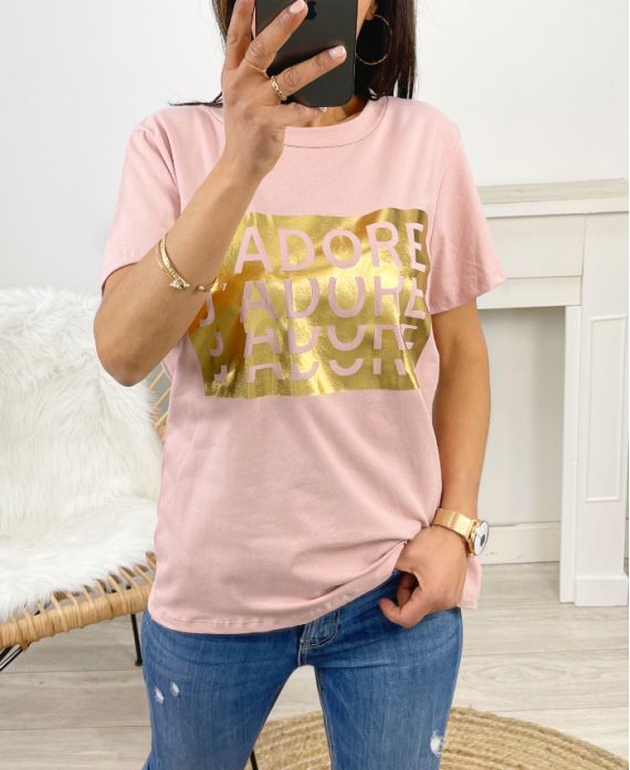 T-SHIRT COTON "J ADORE" PE971 ROSE