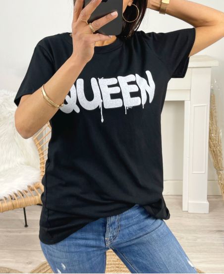 QUEEN COTTON T-SHIRT PE975 SCHWARZ