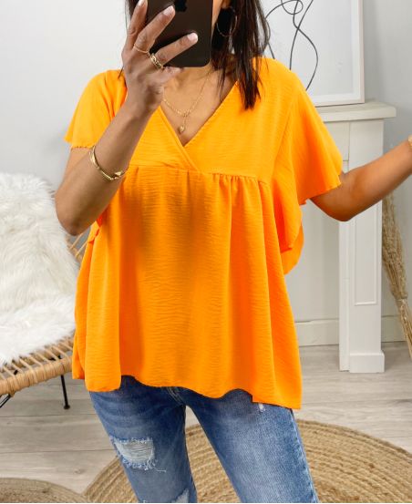 TOP OVERSIZE V-NECK PE1087 NARANJA