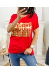 CAMISETA DE ALGODÓN "I ADORE" PE971 ROJO