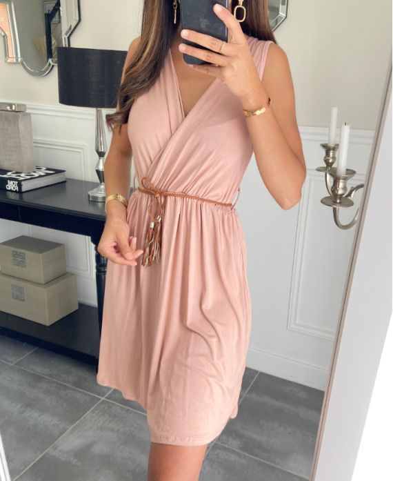 ROBE AVEC LIEN PE1176 ROSE