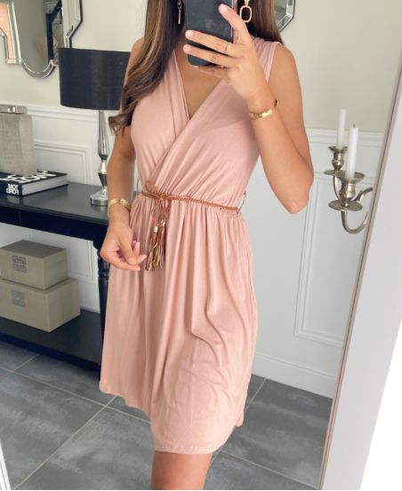 ROBE AVEC LIEN PE1176 ROSE