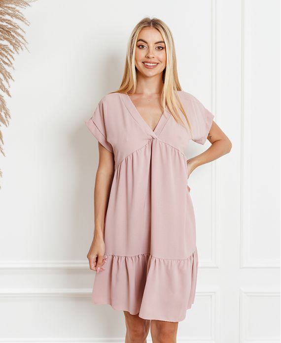 OVERSIZE DRESS V-NECK PE1191 PINK