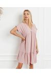 OVERSIZE DRESS V-NECK PE1191 PINK