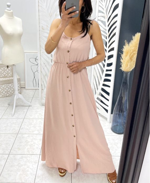 ROBE LONGUE A BOUTONS PE1234 ROSE