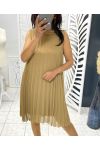 PLISSIERTES KLEID EVASEE PE645 CAMEL