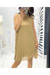 VESTIDO PLISADO EVASEE PE645 CAMEL