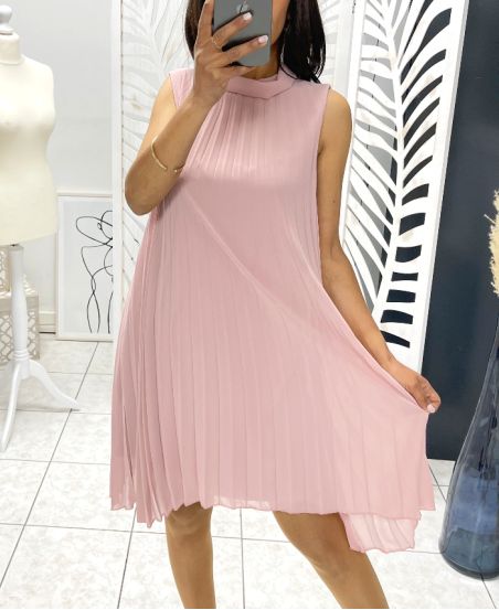 VESTIDO PLISADO EVASEE PE645 ROSA